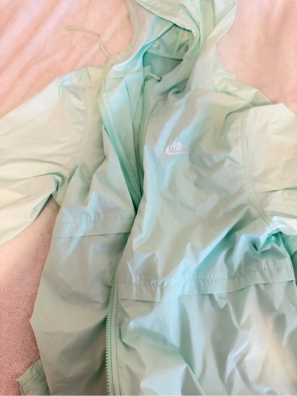 Nike Mint Green Hooded Windbreaker Jacket